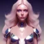 Placeholder: Beautyful woman,galactic , cosmic armor,hair long blond, blue eyes, happy cosmic, bright colors, blue, pink, realistic, photo real, clear sunny background, highly detailed, high contrast, 8k high definition, unreal engine 5, extremely sharp detail, light effect, sunny light background