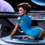 Placeholder: [Star Trek] And that was the colors of the saucer? No, her swimsuit: she bends over the console