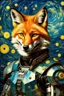 Placeholder: Portrait of a cyborg fox by Van Gogh