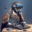Placeholder: A falcon as a hacker using hacker gadgets