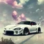 Placeholder: voiture blanche, fleur, chrome, synthwave, concept art, couleur vibrante, TOYOTA SUPRA