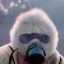 Placeholder: subject = (Yeti in a mask) background = (wildfires, mountains, fires, smoke, disaster)