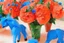 Placeholder: blue peonies and orange ponies