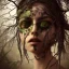 Placeholder: Mysterious girl body of leaves and gnarled branches extending past face and morphing into reality, color tattoo, 8k resolution, high-quality, fine-detail, intricate, digital art, detailed matte, volumetric lighting, illustration, octane render