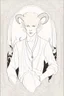 Placeholder: young satyr male albino alchemist with goat horns in the style of Aubrey Beardsley