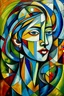 Placeholder: cubism style, futurism, woman portrait, Wassily Kandinsky,