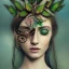 Placeholder: karlan, plant metal, feathers, Dryad, looking sideways, butterflies, nature, plants, flower background, face tattoo, intricate, oil on canvas, masterpiece, expert, insanely detailed, 4k resolution, cute big circular reflective eyes, cinematic smooth, intricate detail, soft smooth lighting, painted Renaissance style