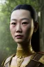 Placeholder: Thailand girl head portrait, warrior costume, village, meditation, woods, cyberpunk, 8k quality