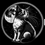 Placeholder: engraved black and white cat in front of moon