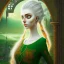 Placeholder: fantasy setting, woman, orange and white hair, green eyes, wavy hair, freckles, medieval clothes