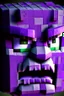 Placeholder: a close-up portrait of a purple Minecraft face, angry,3d, large pixel style