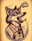 Placeholder: Vintage cartoon wolf. Whistling drawing, stylized , trAditional americana old school tattoo designed