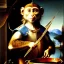Placeholder: scratchart by leonardo davinci of a monkey playing a banjo