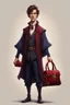 Placeholder: A 28 years male sorcerer, with short brown hair, dressed as a magistrate of the law, carrying a little red velvet satchel in both hands