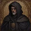 Placeholder: Dnd, fantasy, portrait, only face, archimage, medieval mosaic, ruthless, violent, old, black robe