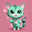 Placeholder: A captivating and playful digital art piece showcasing the adorable charm of a mint-colored cartoon cat, surrounded by a lively pink background, (captivating digital art:1.4), (playful cartoon cat:1.5), (lively pink background:1.3), (expressive mint hues:1.2), drawing inspiration from the styles of cute and playful illustrators, trending on CGSociety, Intricate, Sharp focus, dynamic lighting, (captivating:1.4), (playful ambiance:1.5), (lush fur details:1.3), Cartoon, Masterful, High Detail