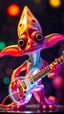 Placeholder: a fussy psychedelic charming muppet show squid gremlin rock star with space laser transparent prismatic guitar in the style of Escher, bokeh like f/0.8, tilt-shift lens 8k, high detail, smooth render, down-light, unreal engine, prize winning