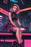 Placeholder: retrowave anime cyberpunk girl, scarlett johanson, furr skirt