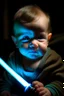 Placeholder: Portrait of a baby playing with a lightsaber.