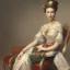 Placeholder: painting of an elegant lady sitting on a chair, smoking