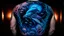 Placeholder: An amazing deep sea creature scene tattooed onto a human back in bioluminescent tattoo ink on a black background under UV light, high contrast, detailed, intricate, vivid, and vibrant.