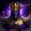 Placeholder: A creature with a combination of eagle and human head God-like man with infinite power who owns the galaxies and wears a beautiful crown with thanos Infinity Gauntlet