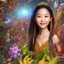 Placeholder: [s_346647903]-[gs_7]-[is_30]-bust of chinese girl hobbit, smiling, happy, symmetrical eyes, soft light, durian, bananas, insects, lamp, soft light, RTX, style Léon Frédéric