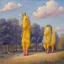 Placeholder: Big pink toy horse.19th painting