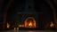 Placeholder: medieval old stone fireplace, candles, night, 8k, high quality, trending art, trending on artstation, sharp focus, studio photo, intricate details, highly detailed, by tim burton