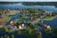 Placeholder: aerial view of Sarpsborg town urban area in Norway after building and evolving into the year 2100 :: 8K, 3D, Octane Render, VRay, Unreal Engine 5, Hyperdetailed, intricate, HDR, extremely realistic evolution of future architecture, photorealism, colourful, blue sky over a clean environment, award winning, crisp quality, masterpiece, fantastic view, digital art, airbrush art, ink drawing, sharp focus, high contrast, depth of field