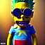 Placeholder: Bart Simpson toddler, steampunk headphone, sunglass, gangsta neckless, full body, yellow puffer jacket, tokio background, dramatic lighting, hyper realistic, unreal engine 5, 16k