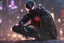 Placeholder: Miles morales in 8k nier automata drawing style, venom them, cinematic mood, neon effect, close picture, rain, highly detailed, high details, detailed portrait, masterpiece,ultra detailed, ultra quality