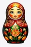 Placeholder: draw a matryoshka doll in the style of Khokhloma, the matryoshka is smiling, take the matryoshka dolls patterns from Khokhloma