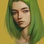 Placeholder: 8k 4d photo realistic Highly detailed portrait of stunningly beautiful woman, green and yellow hair, Atey Ghailan, by Loish, by Bryan Lee O'Malley, by Cliff Chiang, by Greg Rutkowski, inspired by image comics, potrait illustration