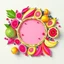 Placeholder: Round picture frame in the colors of dragon fruit on a light background to remove