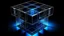 Placeholder: Cube tesseract located strictly in the middle of picture with space around it and with glow in tesseract, but without glow below it, without background or table. For 404 error page.