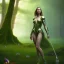 Placeholder: upper body of yohan diniz leaning against tree, fast walker, as a young cute feminine woman, short hair, green forest background, pond, mega flowers, dusk, 100 fireflies, throne, water colors