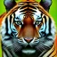 Placeholder: portrait of a tiger face, green