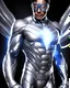 Placeholder: Gustavo Petro full body anthropomorphic 2d in superhero suit silver hyper-detailed