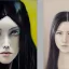 Placeholder: a painting of a woman with long black hair,an oil painting, painted by addition of overlapping layers of color,painting by Fumi Koike, glazing technique, hyper realistic painted long black hair ,very pale skin, intricate precise detail, inspired by Kris Knight, figurative art, in yoji shinkawa's art style, annoyed expression, looking directly at us,