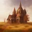 Placeholder: church half burried in red sand, deadpan, fantasy art, sharp sunlight, spring