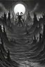 Placeholder: nightmare hell scape, black and white