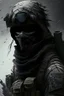 Placeholder: A soldier in the game modern warfare, he wears a solid black creepy helmet that covers his face. He is a sniper, but can also run point. His call sign is Wraith. With him is a woman