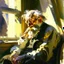 Placeholder: Realistic oil painting, featuring an old man with a kind face sitting in an armchair by a window, sunlight streaming in through the curtains, intricate details on the wrinkles of his face and hands, by John Singer Sargent or Edgar Degas.