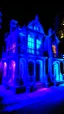 Placeholder: A neon purple haunted mansion filled with ghosts painted by Leonardo da Vinci