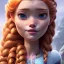 Placeholder: girl, cute, beautiful, orange hair, two braids, bangs, blue eyes, big eyes, freckles, long eyelashes, pink lipstick, thin lips, small nose, Anna from Frozen, 8k resolution concept art portrait by Greg Rutkowski