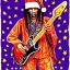 Placeholder: hippie JIMI HENDRIX Santa playing electric guitar, psychedelic, peace sign, MUSHROOMS, TRIPPY, ACID, LSD, dreadlocks