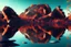 Placeholder: exoplanet, water reflection, rocks, vegetation, hd