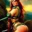 Placeholder: portrait 'beautiful Sexy Busty RedSonja',braided long hair,horned helmet, celtic tattoed,crystal clear green eyes,painting by gaston bussiere, greg rutkowski, yoji shinkawa, yoshitaka amano, tsutomu nihei, donato giancola, tim hildebrandt, oil on canvas, cinematic composition, extreme detail,fit full head inside picture,32k