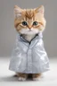 Placeholder: baby cat in raincoat. Chibi, Photograph, Canon DSLR, Tilt - shift, white background, high definition, Complete and coordinated composition, 8k